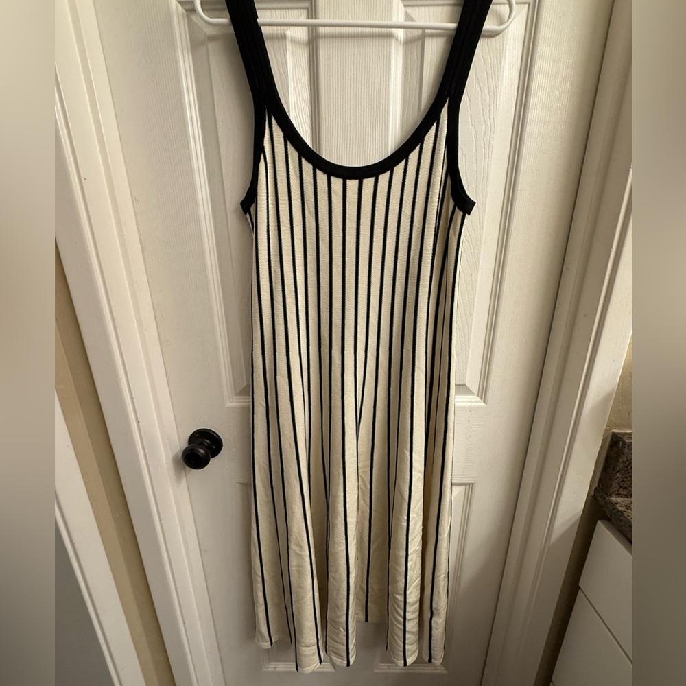 ASTR Black and Cream Striped Knit Dress